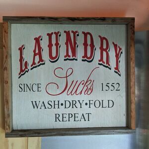 Farmhouse Wooden Hand Painted Laundry Sign
